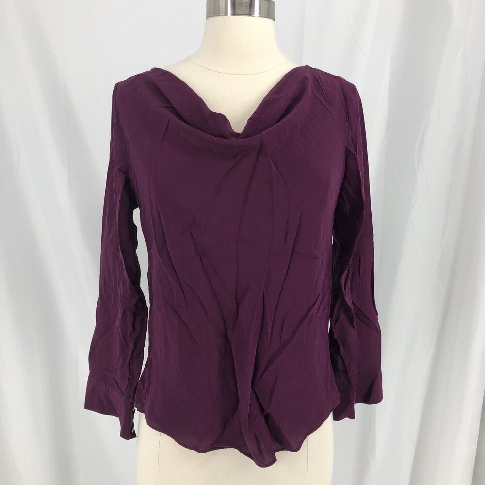 Ann Taylor Women’s Silk Petite Pullover Blouse 2P Plum